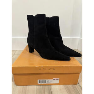 Unisa Black Suede Ankle Boots with Block Heel